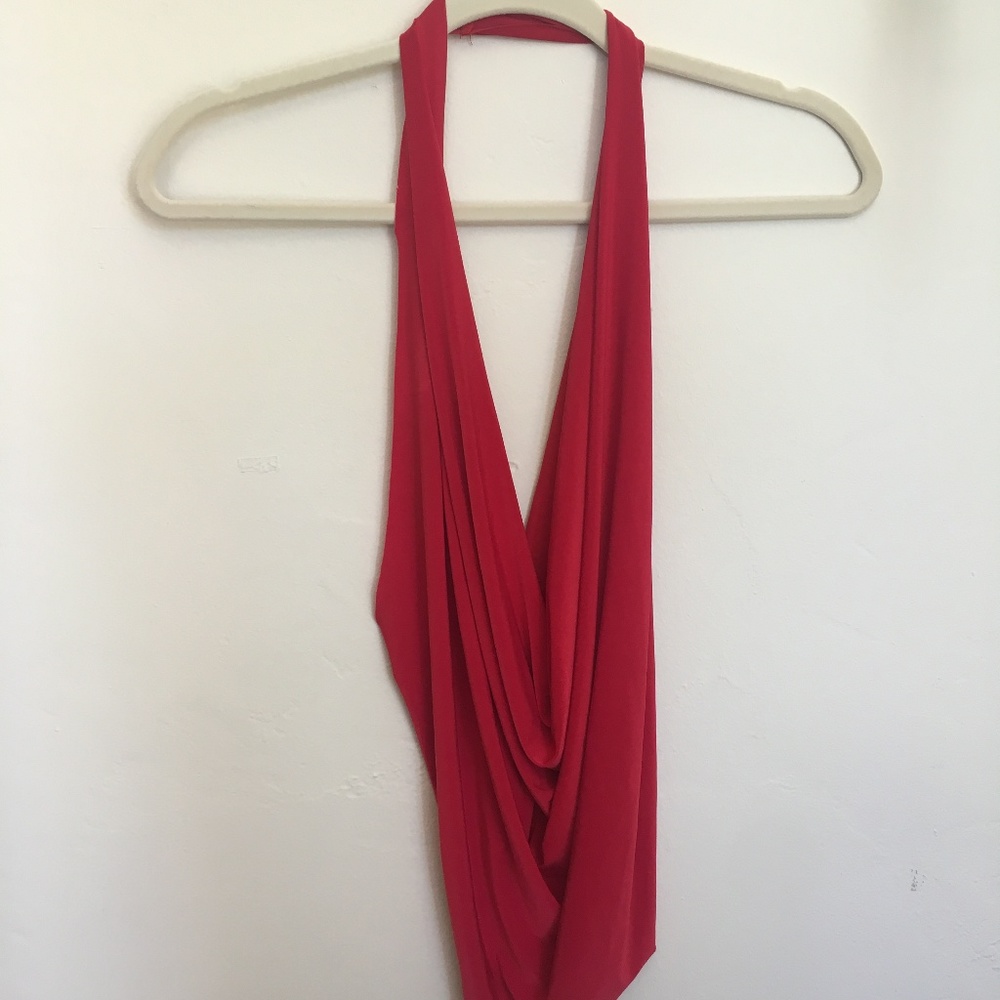 One size red halter top backless devil costume